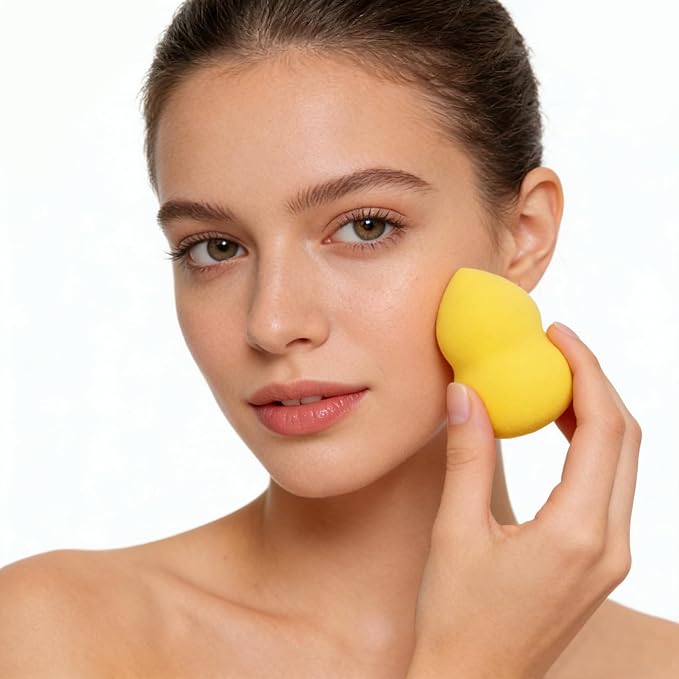 15 Pcs Makeup Sponges Set - 3 Shapes Multi-Colored Soft Cosmetic Sponges for Liquid, Cream & Powder Foundation, Concealer (Orange/Navy Blue/Yellow/Rose Red/Matcha Green)
