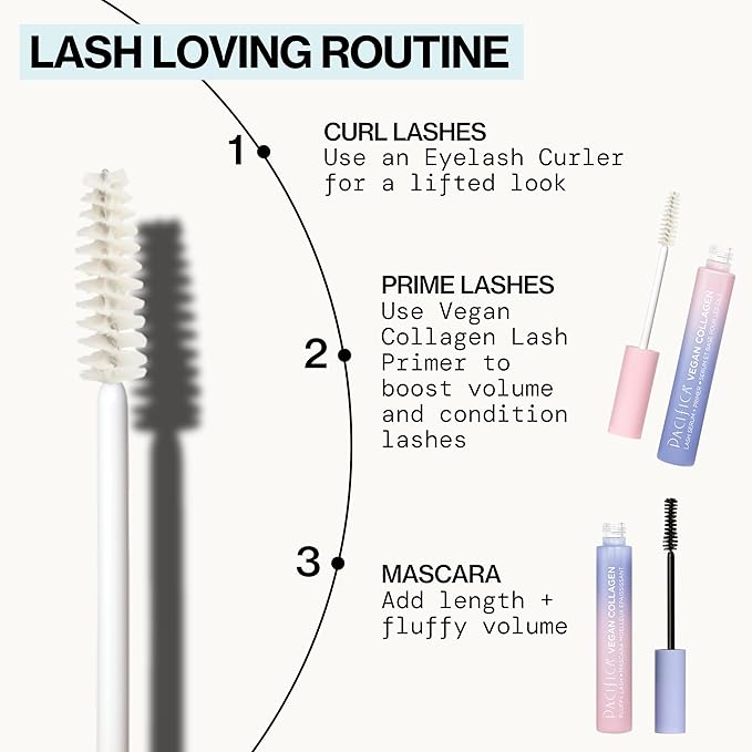 Pacifica Vegan Collagen Eye Lash Serum & Clear Mascara Primer – Conditioning Vitamin B & E Formula for Longer, Fuller Lashes, Eyelash Makeup Cruelty-Free Clean Ophthalmologist Tested