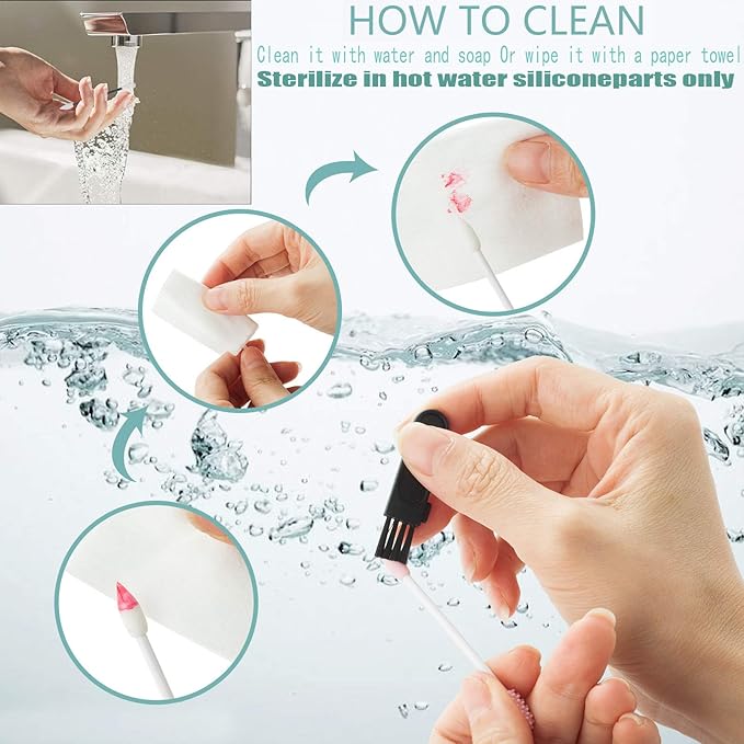 Strogem Reusable Cotton Swabs with 1 Mirror for Makeup Application and Cleaning, Multifunctional Portable Washable Silicone Q-Tip (pink)
