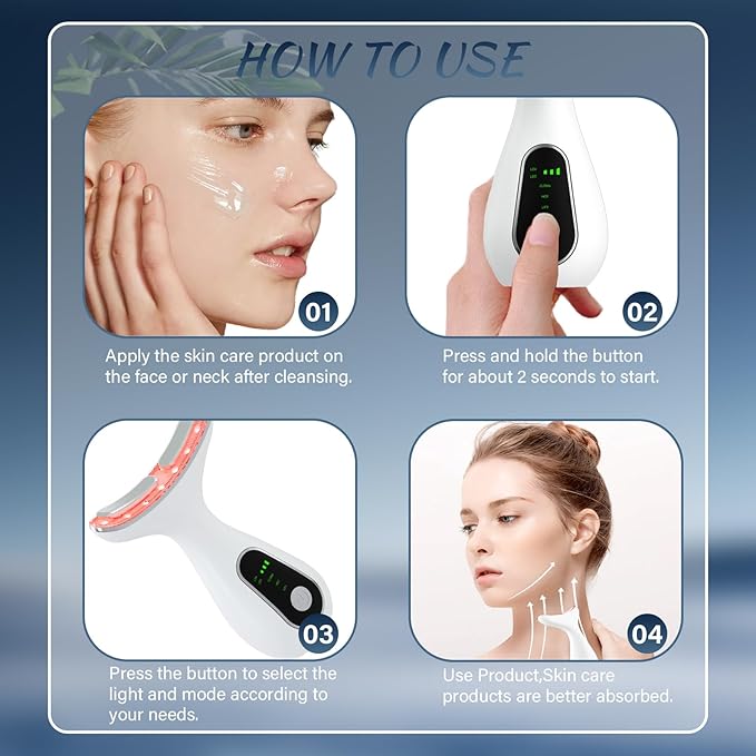 Face Massager Tool, Facial and Neck Massager Beauty 3-in-1 Triple Action Light, Thermal, and Vibration for Skin Care Face Sculpting Tool (White)