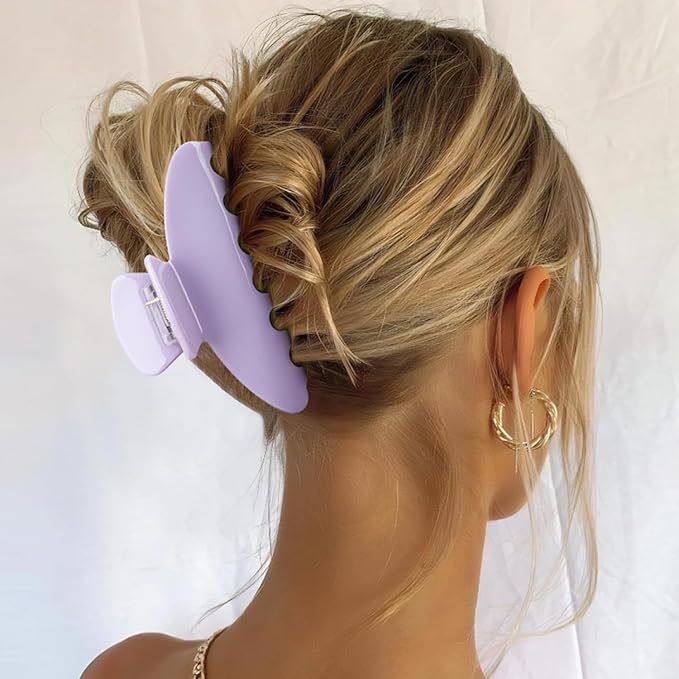 MAORULU Premium Durable Acetate Hair Claw Clips for Women Girls, 4 Inch Large Cute Jaw Clip for Thick or Thin Hair, Vintage Y2K Hair Clamps (Pastel Purple)