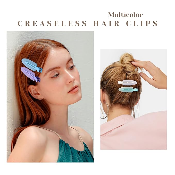 10 Pcs Creaseless No Crease No Bend Flat Hair Clips For Styling Non Slip Makeup Clips For Women Salon Hairstyle,Jelly White Green Neon-Green Blue Purple