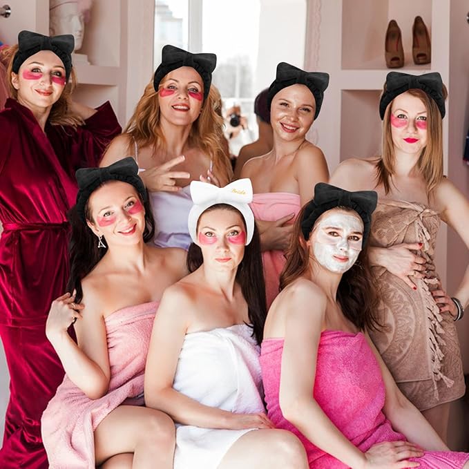 Jaciya Bachelorette Party Favors Spa Makeup Headband 8 Packs Bride Bridesmaid Headband Bridal Shower Gifts Wedding Hair Accessories(White,Black)
