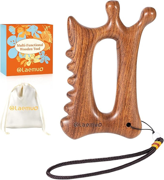 Olaemuo Wooden Gua Sha Tool for Face&Body - 6 in 1 Facial Massager for Lymphatic Drainage - Guasha Body Sculpting Tools Therapy Massage Tool for Cellulite,Jaw Lifting,Muscle Relief - Skin Care Gifts