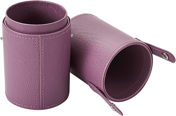Portable Makeup Brush Holder, Waterproof PU Leather Travel Makeup Brush Case Bag Cup, Brush Storage Dustproof Bag (07Purple)