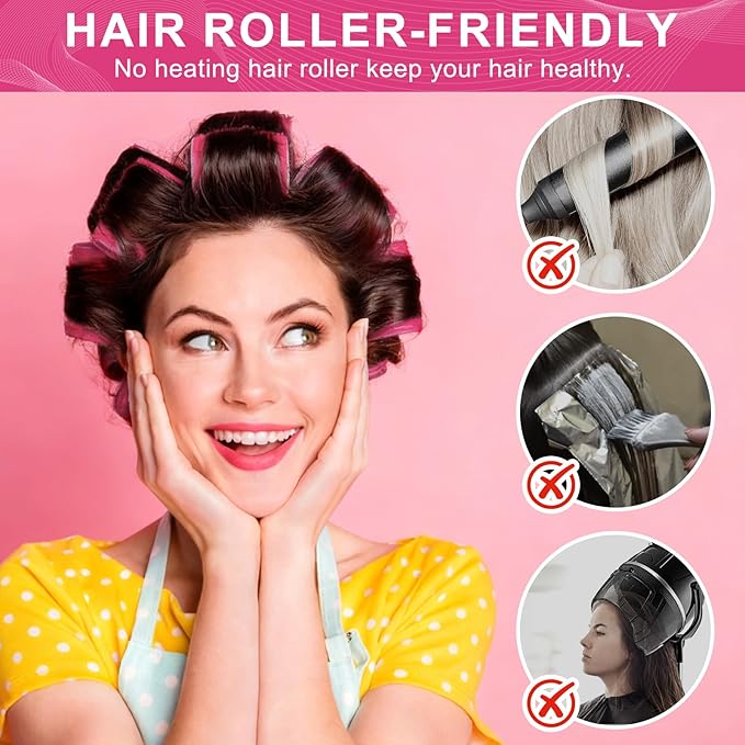 Hair Rollers, 12 Pack Self Grip Salon Hairdressing Curlers, DIY Curly Hairstyle,Colors May Vary (Medium PLUS)
