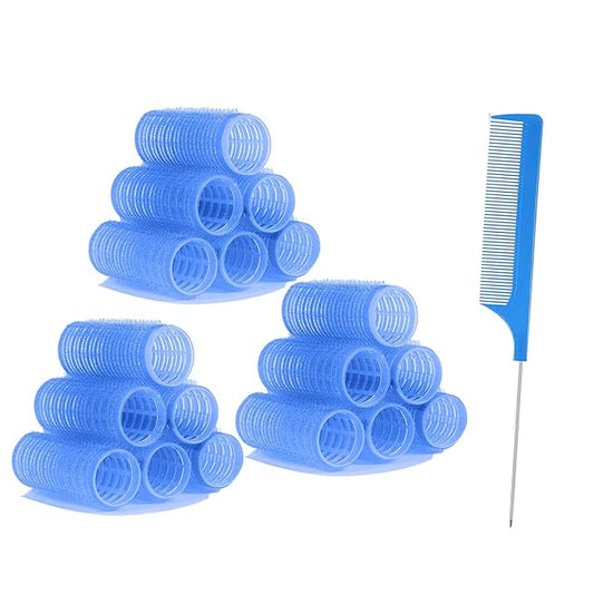 ZMD 18Pcs Self Grip Small Hair Rollers Curlers, Plastic Hair Rollers Heatless Salon Hairdressing Curlers DIY Curly Hair Accessories for Women Girls Short Medium Hair (0.8 x 2.4 Inch)