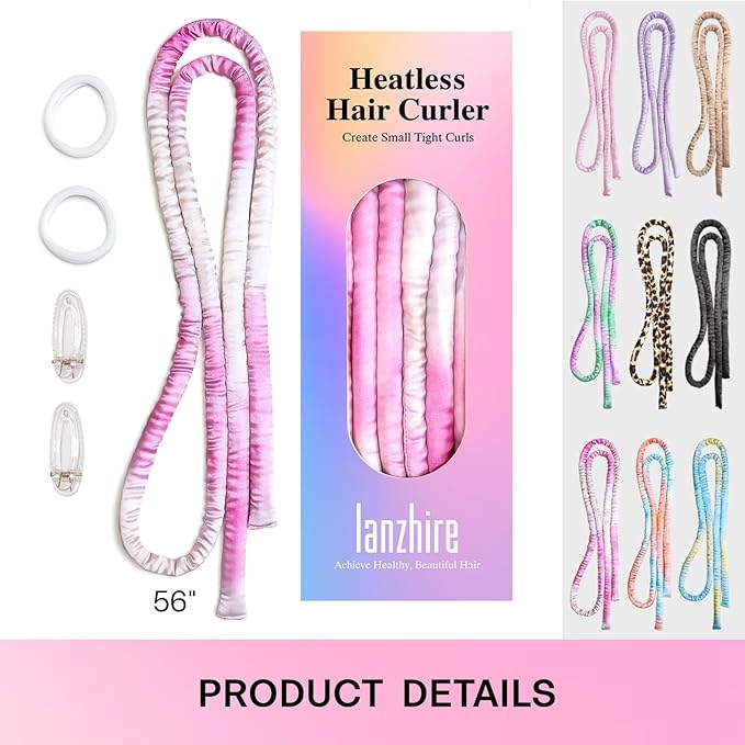 Lanzhire Overnight Curling Headband for Heatless Curls, No Heat Rod for Long and Short Hair (Pink Tie Dye)
