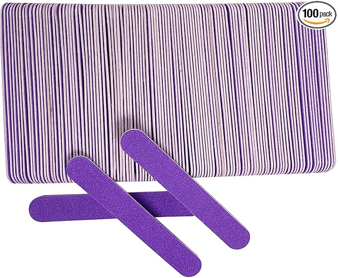 Mini Nail Files Bulk (100 Pcs), Double Sided Emery Board Nail File for Nature Nails, Manicure Tool Set Disposable Colorful Nail File for Home Salon Use Travel Size Men Women Kids Wood Board