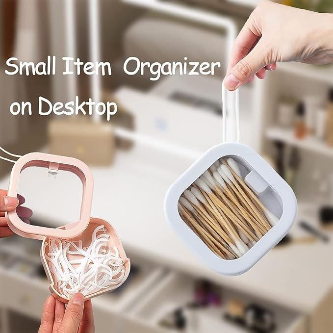 2 Pcs Hair Tie Organizer, Portable Hair Accessory Storage Containers Small Stackable Hair Ties Qtip Travel Holder Cotton Swab Dispenser Hair Accessories Organizer Box (2PCS,white)