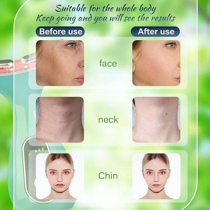 Face Massager Tool, Facial and Neck Massager Beauty 3-in-1 Triple Action Light, Thermal, and Vibration for Skin Care Face Sculpting Tool (Green)