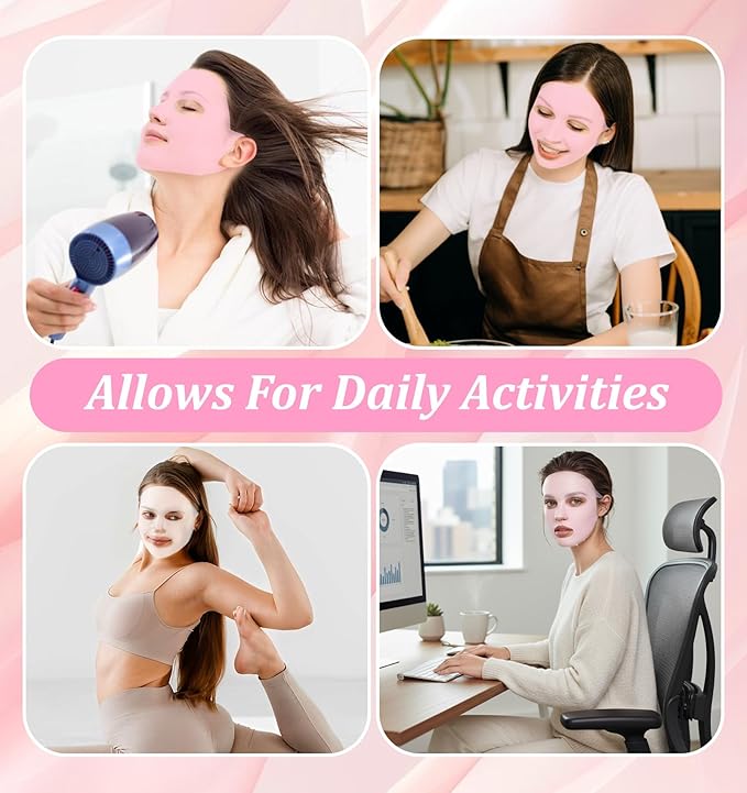 4 Pcs Face Mask Holder Skincare, Silicone Reusable Sheet Mask Holder Anti-Wrinkle Face Masks Cover for Sheet Masks, Moisturizing, Prevent Evaporation, Skincare Tool for Women, Pink & White