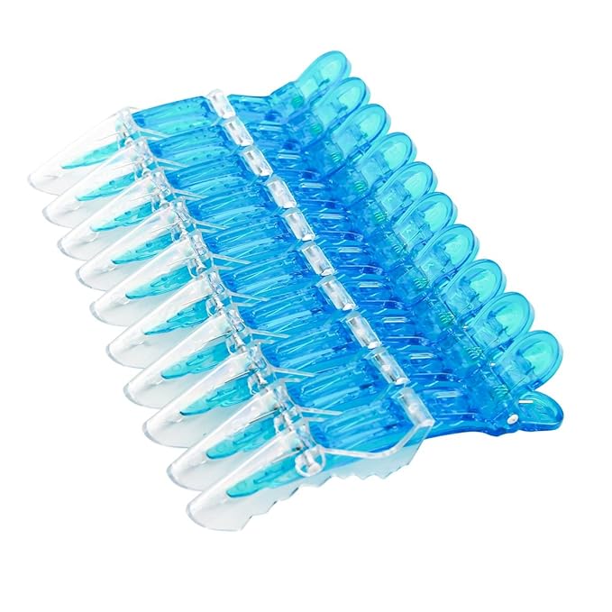10pcs/set Multicolor Croc Clips Transparent Plastic Hairdresser Clip Hair Styling Sectioning Barrettes Non Slip Alligator Clip Salon DIY Accessories Hairpins for Women and Girls(10pcs-Blue)