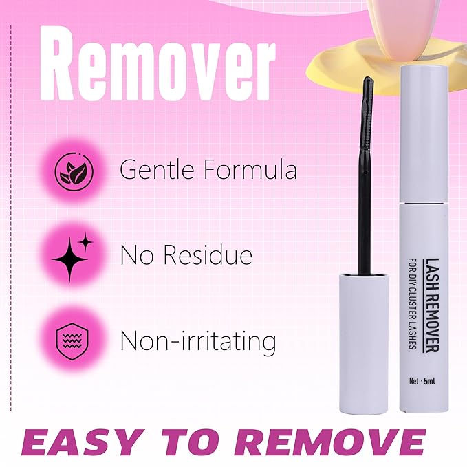 Geeneiya FLORA Lashes Clusters Kit DIY Lash Extension, 8-18MM Wispy Lash Clusters, Ultra-thin Band Eyelash Extension Kit with Waterproof Black Lash Bond and Seal, Lash Remover, Tweezers for Beginners