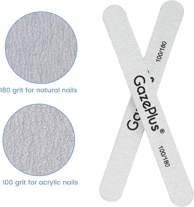 Nail Files, 12 PCS Fingernail Files 7" Long 100/180 Grit Emery Boards for Nails Professional Nail File Bulk Washable Suitable for Both Acrylic and Natural Nails Zebra