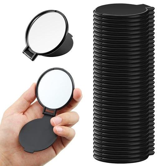 36 Pcs Compact Mirror Bulk Portable Round Makeup Mirror Mini Foldable for Purse Women Travel Daily Use Mother‘s Day Gifts (Black)