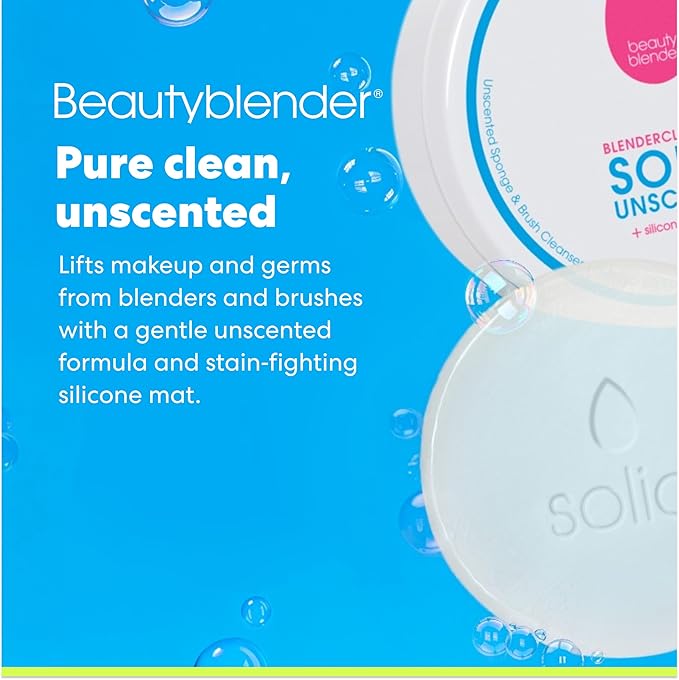 beautyblender Blendercleanser Tool Scrub Solid Cleanser – Unscented Scented Makeup Sponge & Brush Cleansing Bar – Hand, Sponge, and Brush Cleanser, Removes Makeup & Buildup, Travel-Friendly, 1 oz