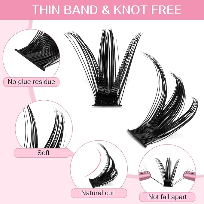 280 Pcs Individual Lashes 40D+50D Mixed Lash Clusters 14 Rows Cluster Lashes that Look Like Eyelash Extensions DIY Lash Extension Self Application At Home (40+50-C-9-16mix)
