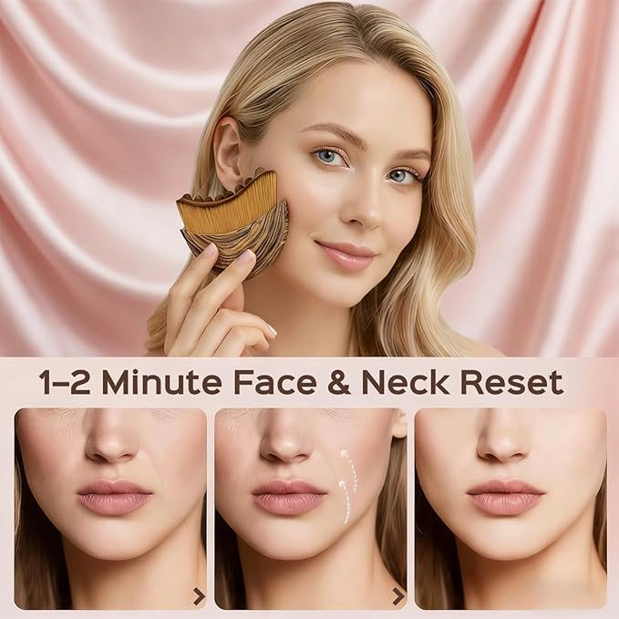 1PCS Lymphatic Contour Face Brush, Soft Facial Drainage Massager Tool for Face & Neck Lifting, Jawline Chin Sculpting, De-Puff Dry Brushing, Gua Sha Brush, Curved Ergonomic Design(Brown, 1-Pack)