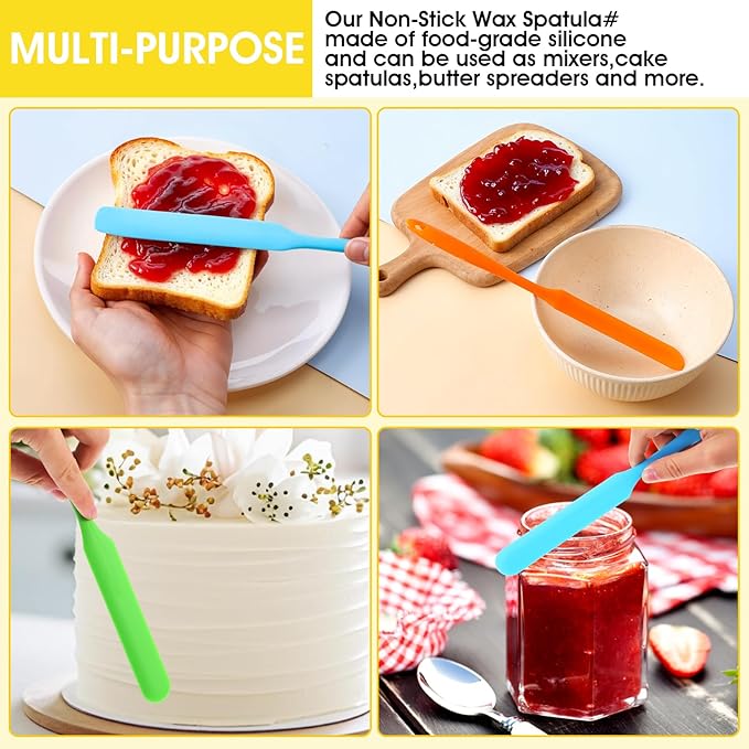 24pcs Jar Spatula,Silicone Jar Scraper with Long Handle,Jam Spreader Cake Cream Butter Spatulas, Silicone Spatula Waxing Applicator for Home Salon Body Use
