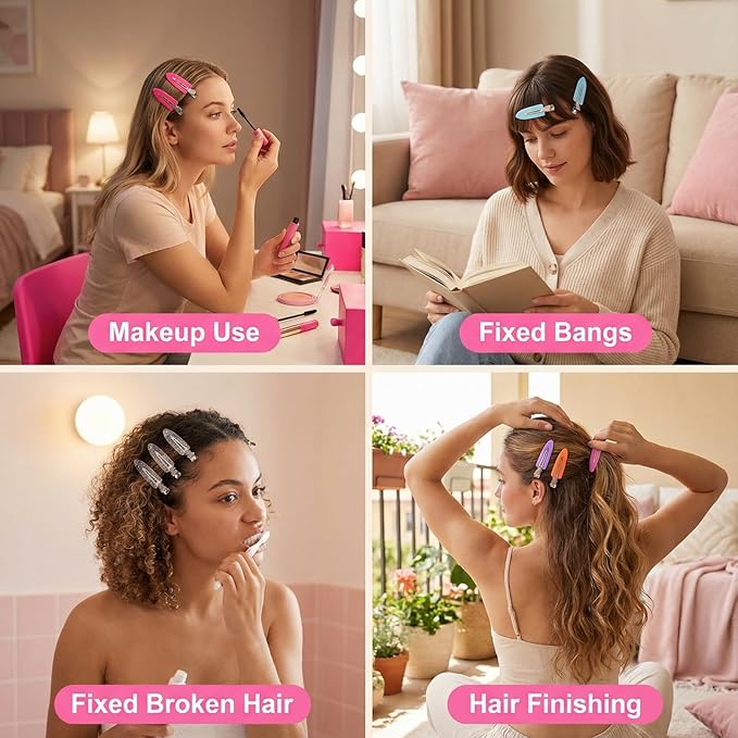 No Crease Hair Clips Makeup Pin Curl Clip Bulk 40Pcs Multicolor No Bend Dent Bang Creaseless Hair Clips for Makeup Application Bangs Hairpin Setting Pins Clip for Women Styling (Translucent Yellow)