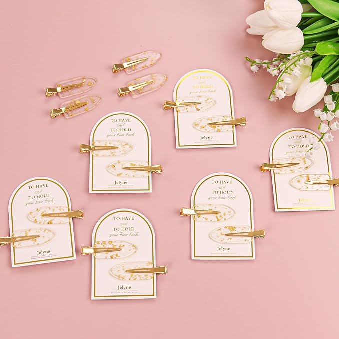16PCS No Bend Hair Clips and Glitter Gold Bangs Clips - Makeup Ready Hair Setting Kit with Bridesmaid Proposal Gift