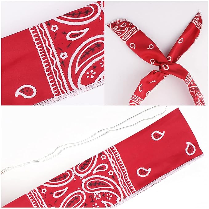 Ondder Bow Wire Headbands for Women, Paisley Bandana Headbands with Adjustable Wire, Fashion Hair Accessories Head Wraps for Women and Girls