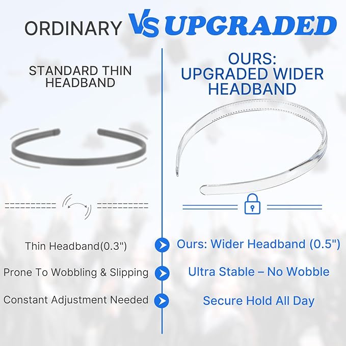 Graduation Cap Headband, Firm Anti-fall Hair Band for Graduation Cap, Graduation Gifts Hat Accessories for Graduates, Students, Women(Clear)