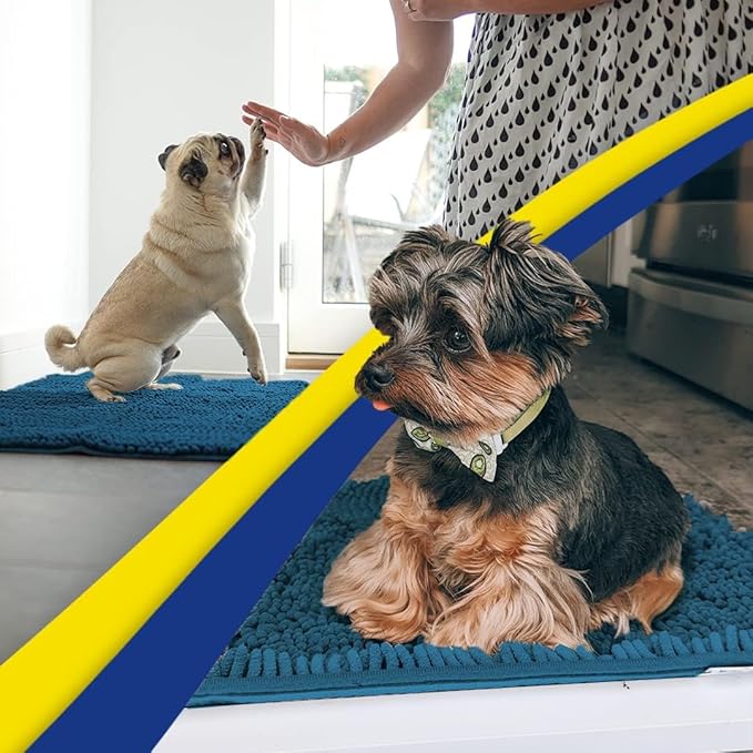 Muddy Mat® | Super Absorbent Door Mat Indoor, Microfiber Quick Dry Chenille Entryway Rug, Non-Slip Front Door Mat, Indoor Mats for Entryway, Machine Washable Pet Rug, Atlantic Blue 30"x19"