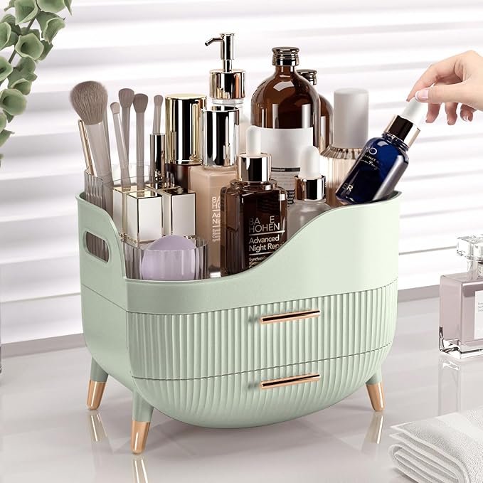 Makeup Organizer with Drawers,Skincare Organizer for Vanity,Storage Box with Handle,Large Cosmetic Display case for Dresser, Bathroom Countertop