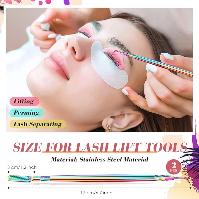 232 Pcs Lash Lift kit, 50 Lash Lift Rods Silicone Eyelash Pads 2 Eyelash Separator Tool with Separation Comb 100 Micro Swabs 50 Crystal Mascara Brushes 30 Pairs Eye Pads (Pink)