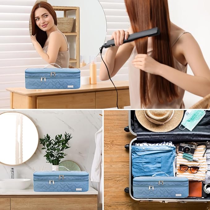 Double-Layer Travel Carrying Case Portable Storage Organizer Bag for Women, Compatible with Revlon One-Step Hair Dryer and Volumizer Hot Air Brush and Attachments Scandihome Series (Bag Only)
