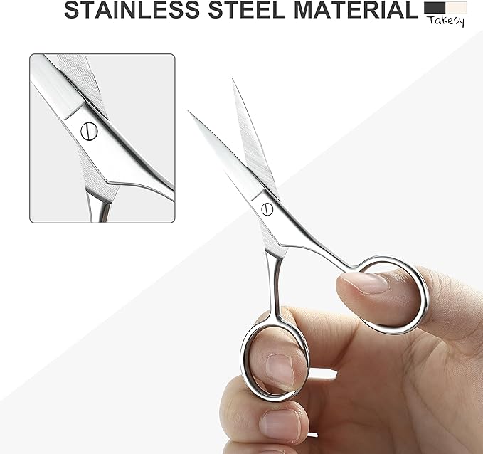 Women's Stainless Steel 4.0" Eyebrow Scissors - Small Beauty Trimmer for Brow & Eyelash and Facial Hair