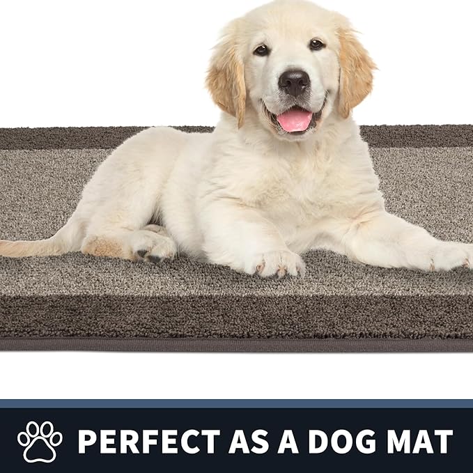 PURRUGS Dirt Trapping Door Mat 24" x 60", Non-Slip Washable Entry Mat, Dog Doormat, Front Door Mat, Super Absorbent Entrance Mat for Muddy Shoes & Paws, Beige & Grayish Brown