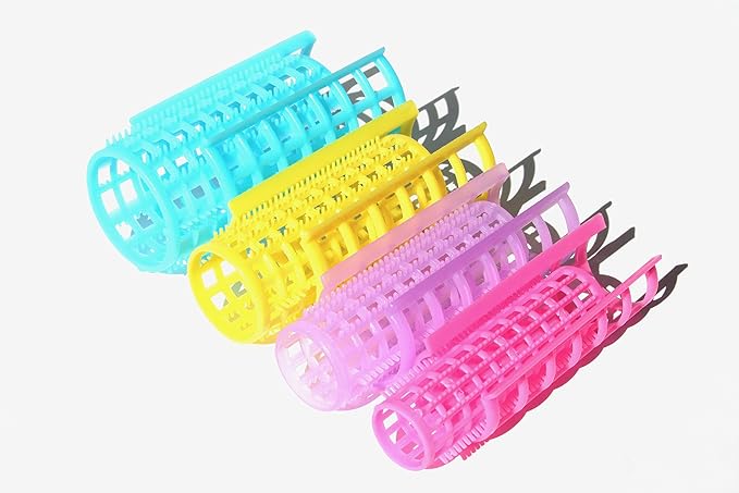 Kamay's X-Large Hair Rollers Comb Curlers Clips Styling Rollers Hair Curls Wave Style Hairdressing Curlers Tools (Plastic Styling 30mm 1 1/8"' 8PCS Random Clolor)