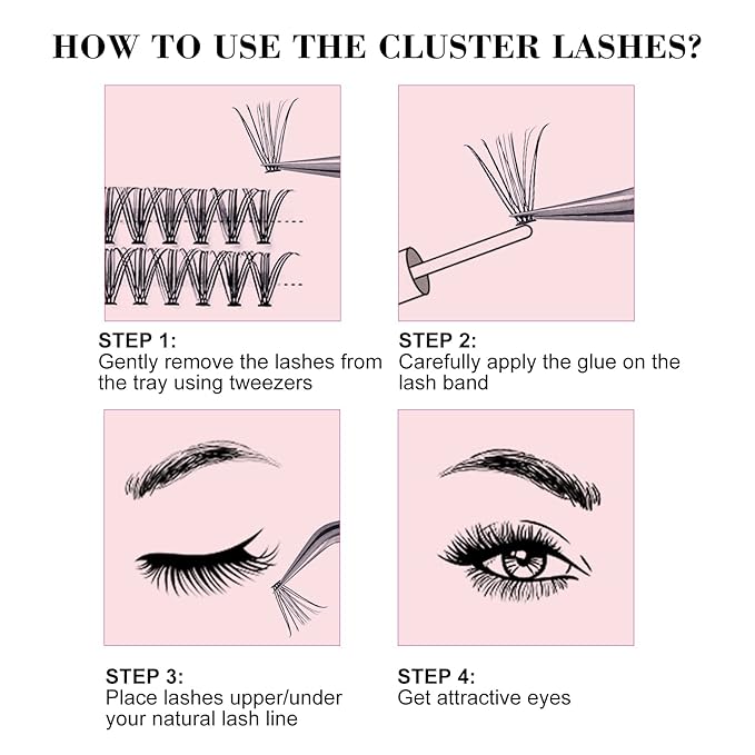 Lash Clusters Extensions 20D Individual Cluster Lashes Mixed Tray Black Mink DIY Eyelash Extensions and Under Eyelashes Professional Makeup (20D-0.07-D, 8-15mm)