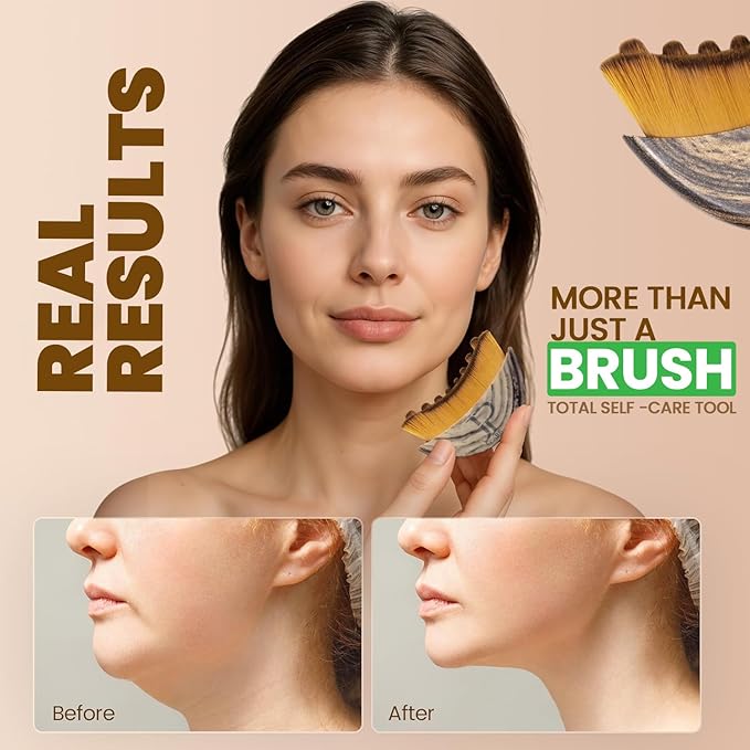 Dry Brush – Lymphatic Drainage Face & Body Brush, Ergonomic Manual Massage & Cleansing Tool for Jawline, Neck & Chin, Gentle Skincare Routine