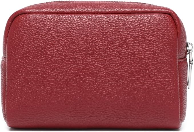 Makeup Bag Large Capacity Women's Classic Black Wash Bag Adjustable Partition Wash Brush and Cosmetic Carrying Bag (PU/Encore Red)