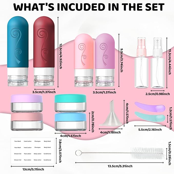 vodvob 16 Pack Travel Bottles Set for Toiletries, TSA Approved Travel Containers Leak Proof Silicone Squeezable Travel Accessories 2oz 3oz for Shampoo Conditioner Lotion Body Wash (BPA Free) (Green)