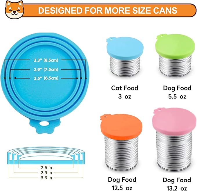 2 Pack Pet Food Can Covers, Silicone Universal Can Lids for Dog & Cat Food, BPA Free, One Fit Most Standard Size Food Cans Blue/Dark Green