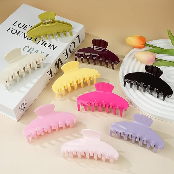 MAORULU Premium Durable Acetate Hair Claw Clips for Women Girls, 4 Inch Large Cute Jaw Clip for Thick or Thin Hair, Vintage Y2K Hair Clips (Hot Pink)