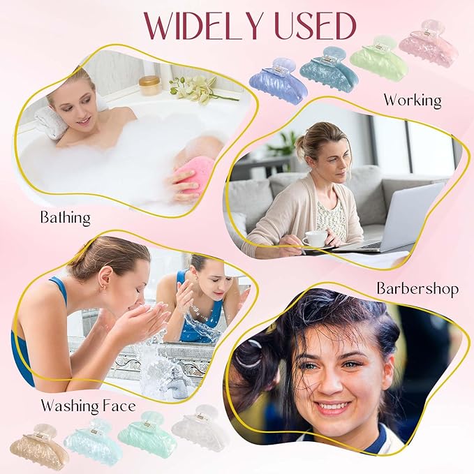 16 Pcs Large Acrylic Hair Claw Clips Bulk for Women Christmas Birthday Gift Fashion French Style Cute Hair Accessories Non-slip Hold Claw Clips for Thick Thin (Multicolor)