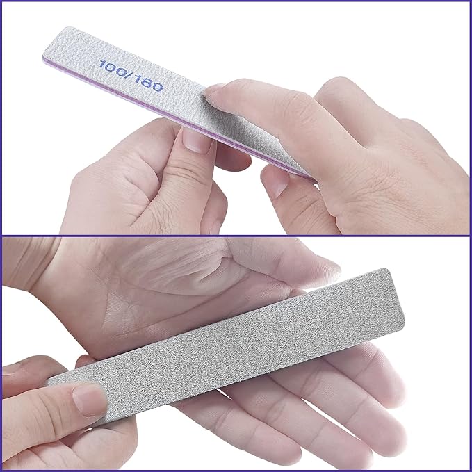 Nail Files (50 Pack), 100/180 Grit Emery Boards Nail File for Natural Nails and Acrylic Nails, Double Sided Emory Boards limas para unas acrilicas Profesional Fingernail Filer Reusable Manicure Gray