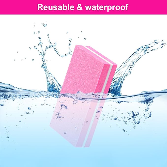 Diesisa Buffer Block Nail File, 100/180 Grit Sponge Nail Buffers for Acrylic Nails, Nails Buffer, Mini Buffing Block Double Sided for Manicure Tools 60 Count - Pink
