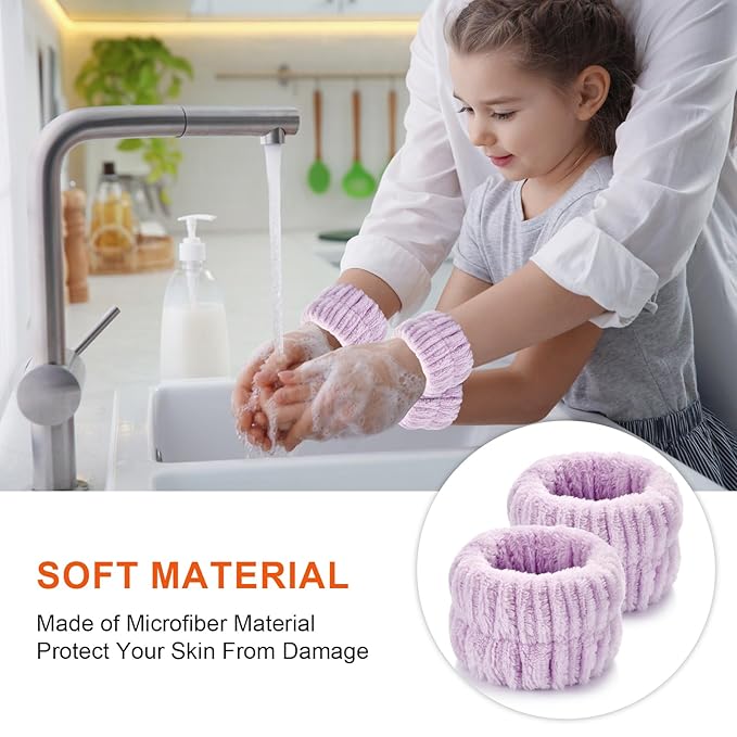 6pcs Wrist Bands for Washing Face Wash Wristbands Wrist Towels Arm Bands for Skincare Makeup Wrist Cuffs Spa Wrist Scrunchies
