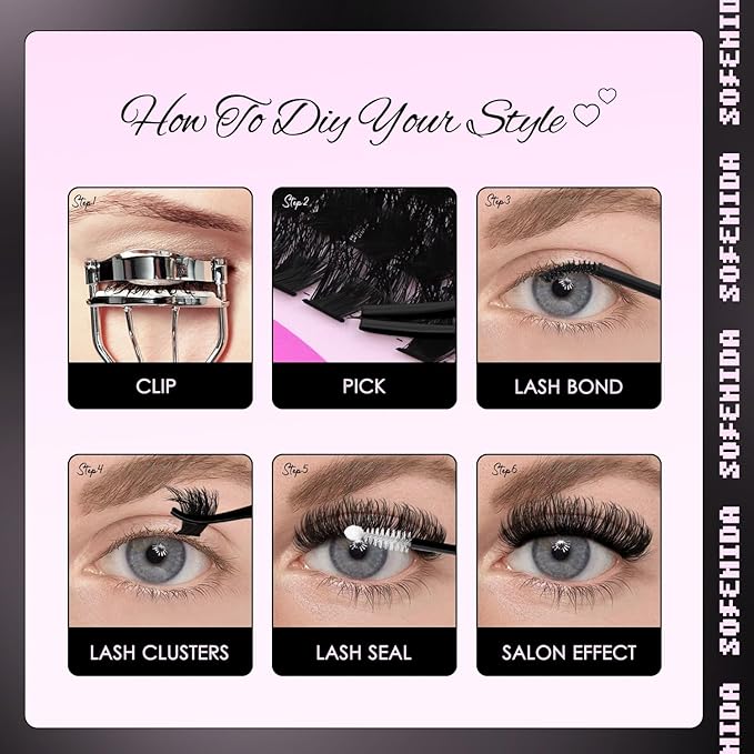SOFENIDA Lash Clusters Eyelash Clusters 100D+150D Thick Volume Cluster Eyelash Extensions D Curly Cluster Lashes 10-18mm Wispy Lash Clusters DIY Lash Extension (100D+150D-10-18MIX Lashes)