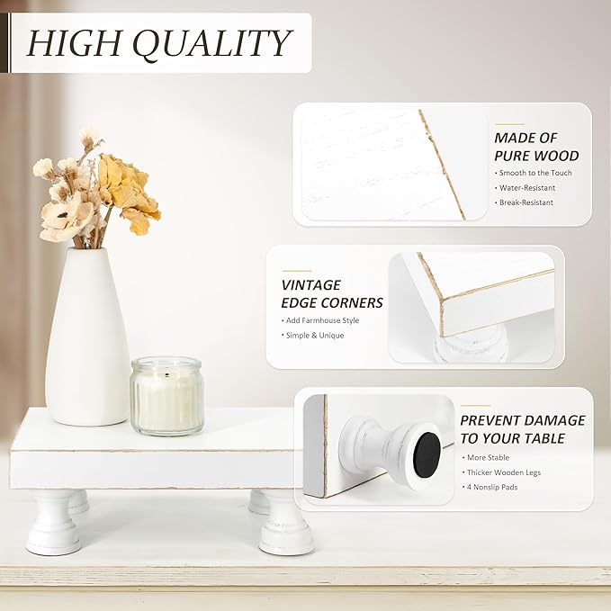 EOSAHR Decorative Wood Riser for Home Decor : Farmhouse Pedestal Stand for Display and Rustic Soap Holder for Sink Organizer - Retro Display Tray for Your Home, Livingroom, Bathroom,and Kitchen