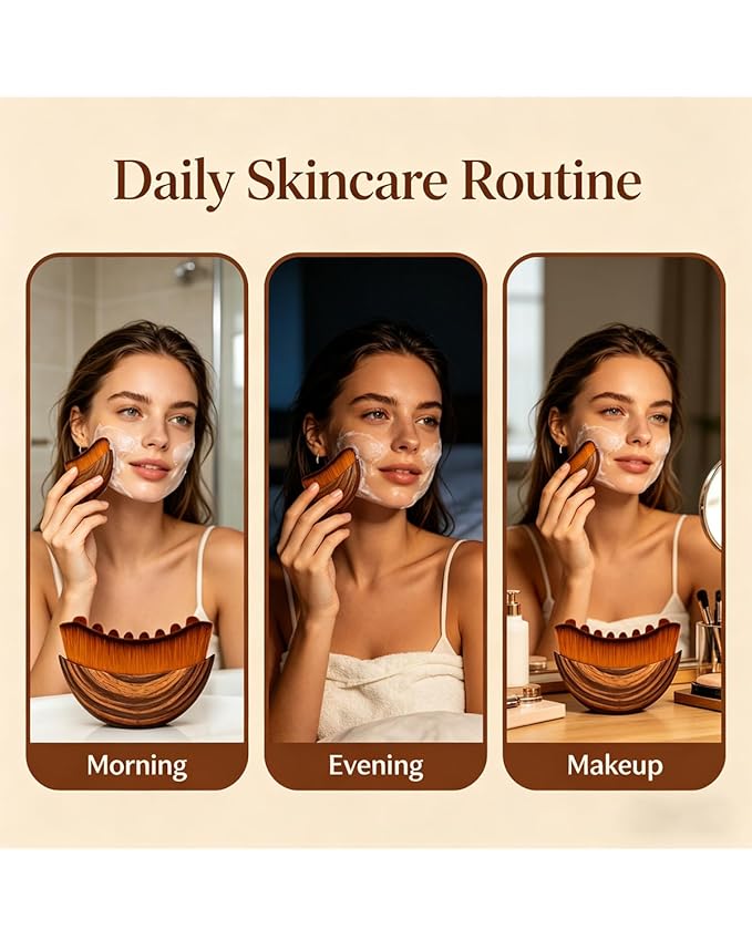 Lymphatic Contour Face Brush for Drainage Sculpting, Soft Gentle Facial Cleansing Tool, Reduces Puffiness, for Sensitive Skin Daily Skincare Routine, Ergonomic Design, Travel Friendly (2PCS)