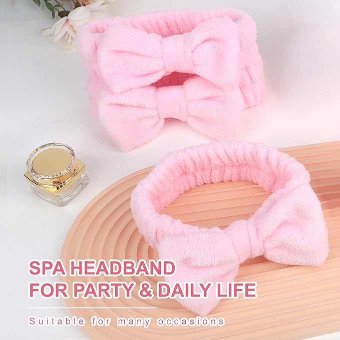 CIEHER 8 Pcs Pink Spa Headbands for Women's Bachelorette Party Favors - Microfiber Makeup Headbands for Girls' Birthday Skincare