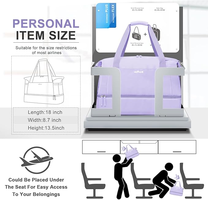 ETRONIK Gym Bag for Women, Personal Item Travel Bag with Shoes Compartment, Weekender Overnight Duffel Bag with Wet Pocket & USB Charging Port, Carry On Bag for Women, Travel, Gym, Weekend